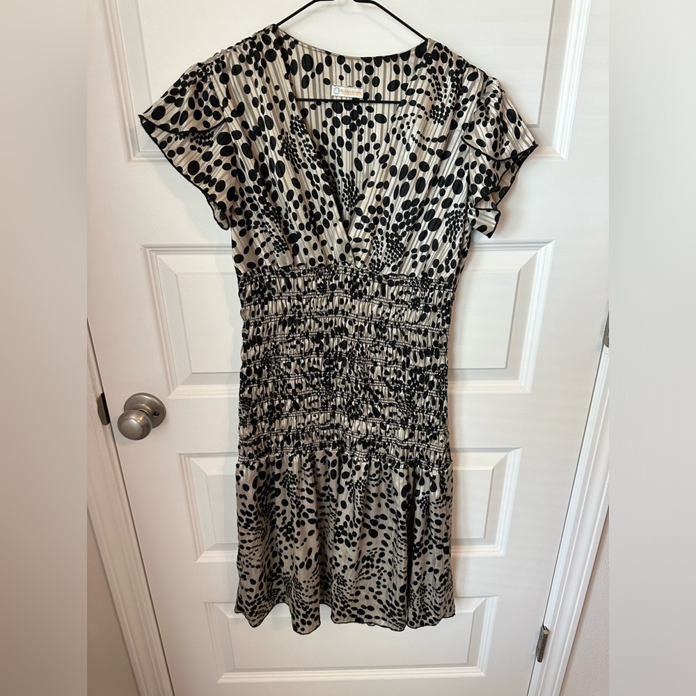 Rubber Ducky Productions Black and White Dolman Sleeve Midi Sundress
